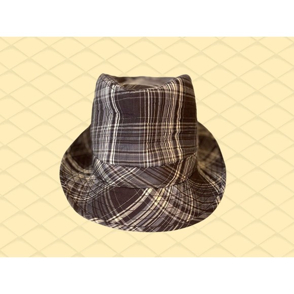 777 LUCKY Plaid FEDORA Hat BROWN & Beige Design GREAT Colors for FALL / AUTUMN - Picture 1 of 7